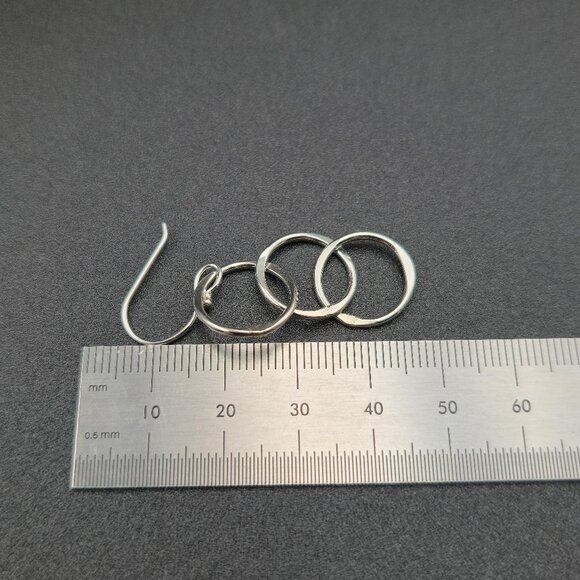 Sterling Silver Triple Circle Bright Dangle Earrings A6392 - Picture 4 of 5